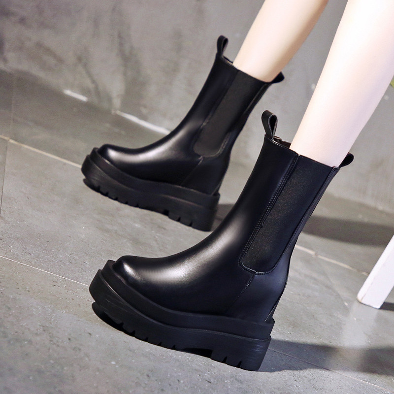 香港中筒靴子厚底2025秋冬季新款内增高马丁靴女英伦风烟筒靴短靴,女鞋,切尔西靴,淘宝优惠券,粉丝福利购,淘宝优惠卷