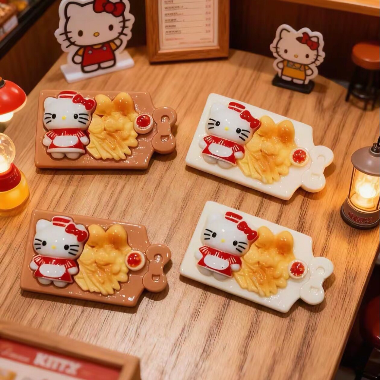微缩定制食玩KT猫炸鸡薯条盘D过家家玩具