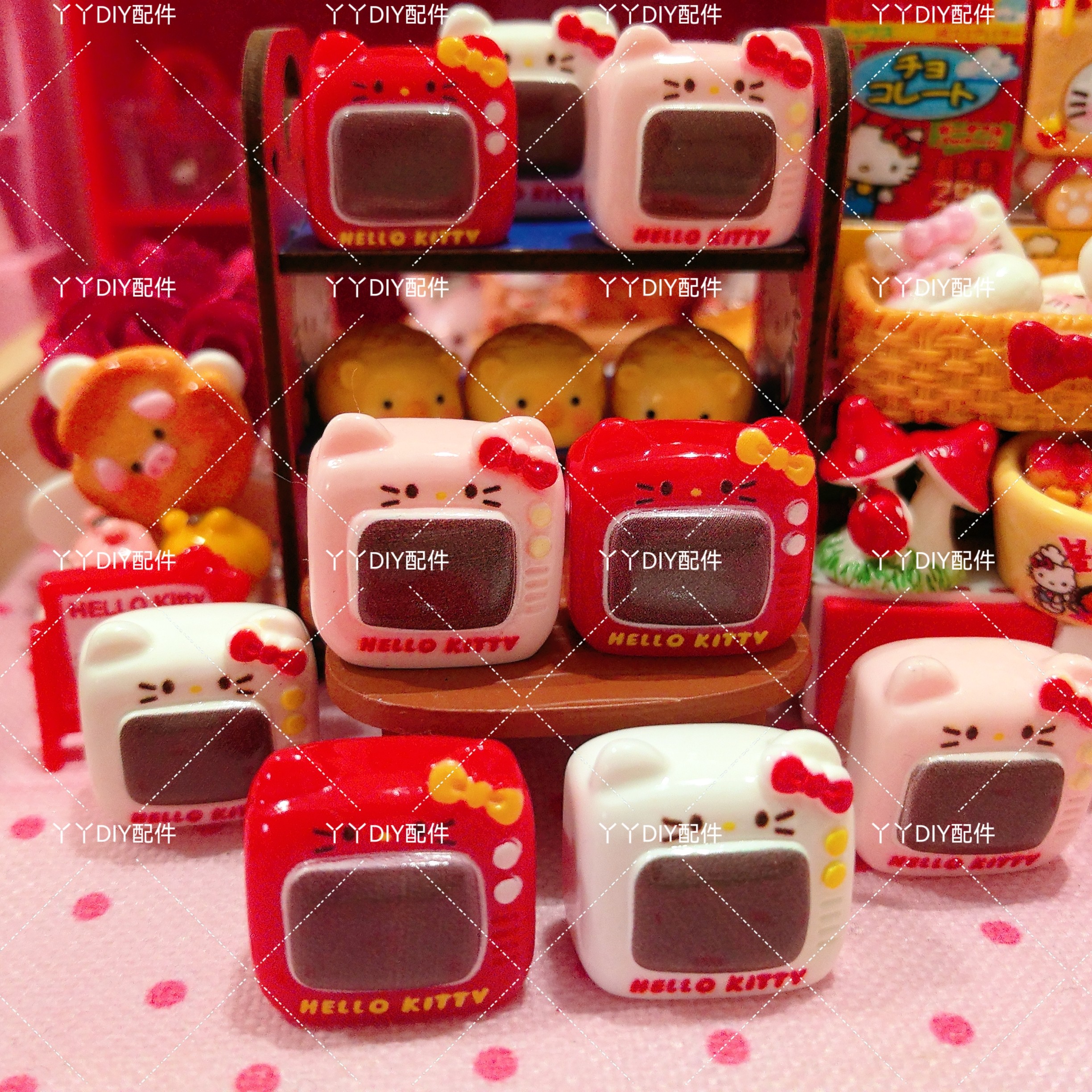 仿真定制食玩kitty雪花电视机DIY树脂配件过家家娃娃屋摆件场景