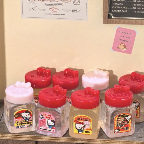 仿真微缩食玩kitty猫罐子diy奶油胶树脂配件娃娃屋过家家场景摆件