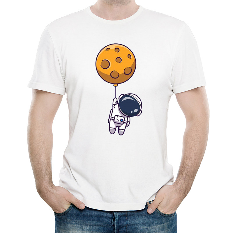 宇航员印花t恤衫个性白色短袖大人春季衣服男女astronauts tshirt