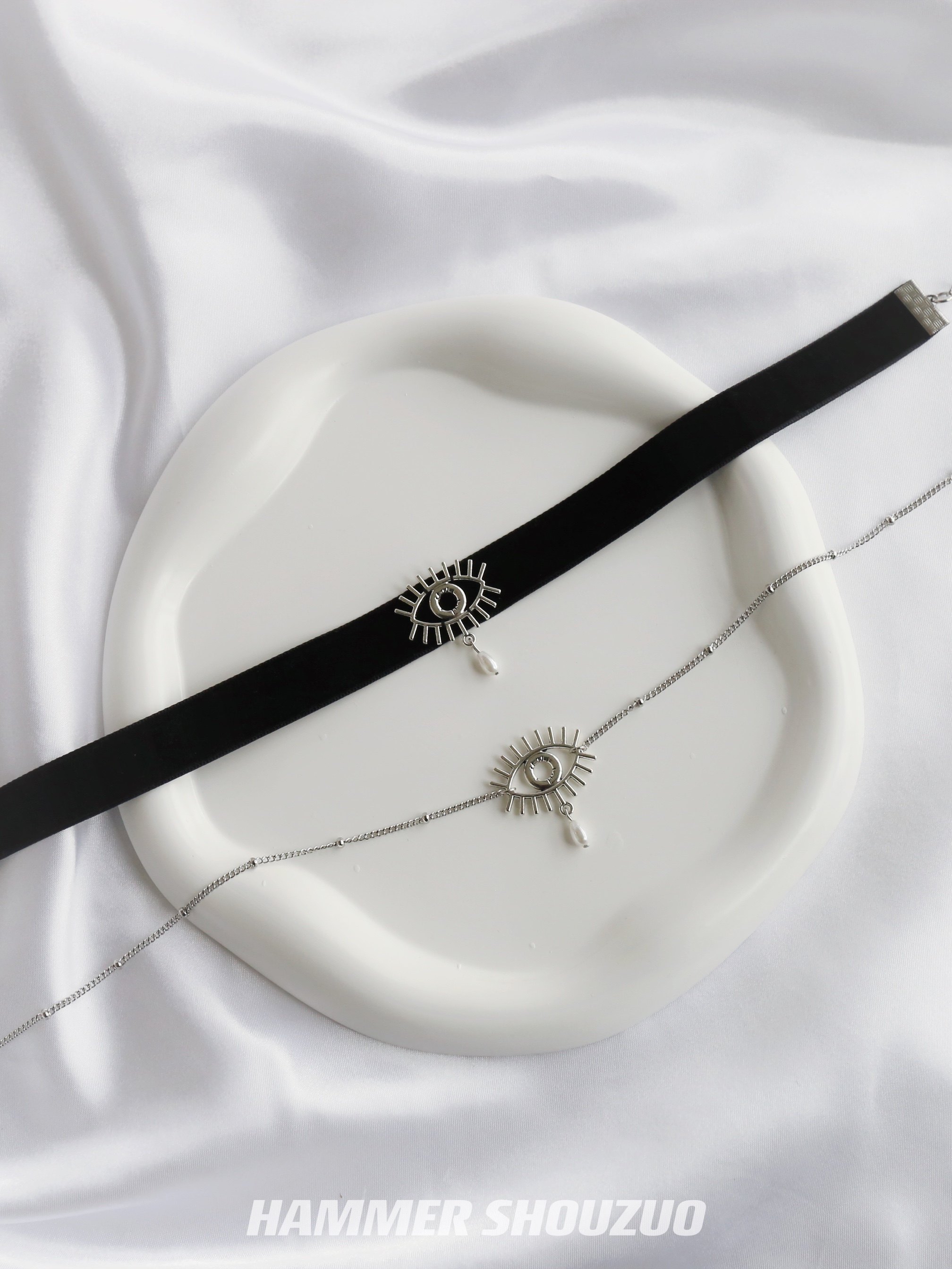 小众设计 恶魔之眼 暗黑系少女朋克哥特眼睛项圈短锁骨链CHOKER