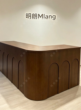 服装店收银台L型7字转角吧台桌女装店铺展示柜台美容院前台接待台