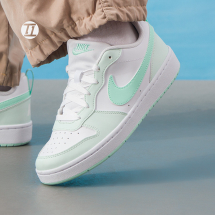 耐克NIKE COURT BOROUGH LOW低帮大童白绿防滑休闲板鞋FZ3539-100
