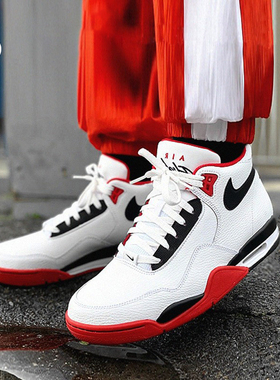 NIKE Air Flight 89耐克AJ4兄弟款白红高帮篮球鞋 BQ4212-100-103