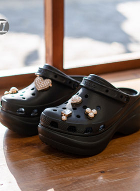 CROCS卡骆驰经典复古CLOG小鲸鱼BAE厚底增高洞洞鞋休闲凉鞋206302