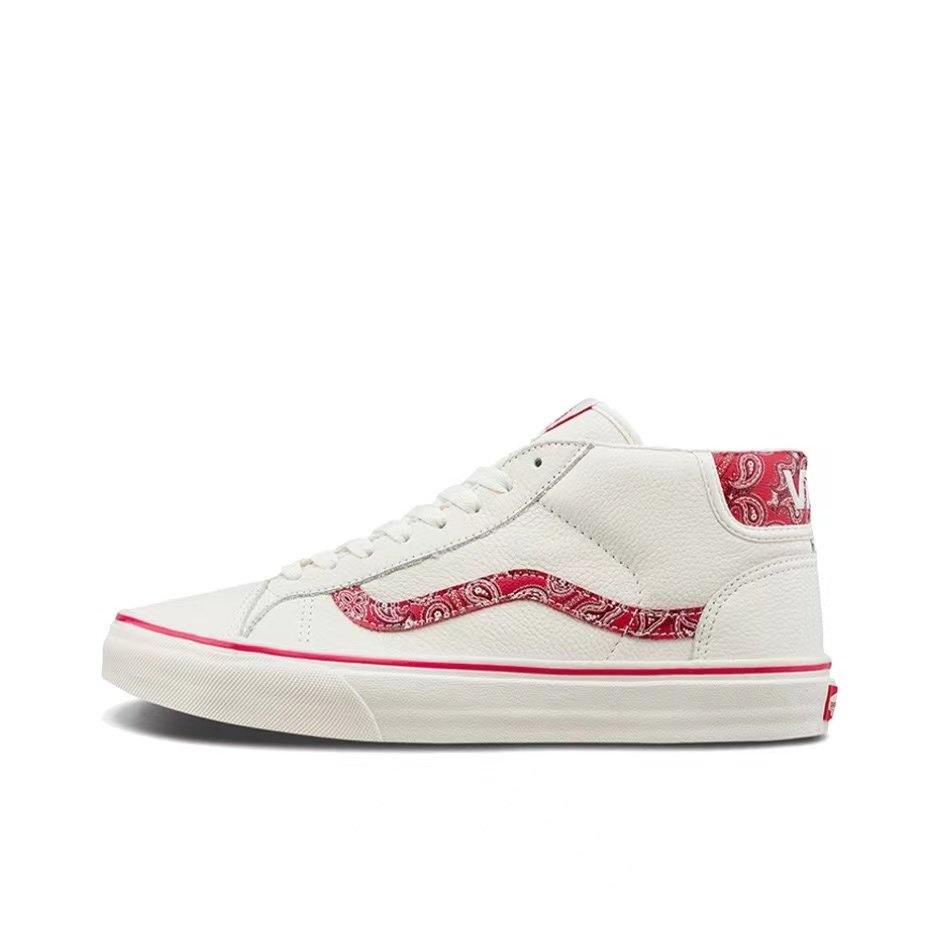 vans范斯 mid skool 中帮后标logo腰果花拼接板鞋 vn0a3tkf912