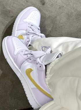 Air Jordan 1 aj1白紫 女款男款情侣板鞋 篮球鞋板鞋 HV4089-201