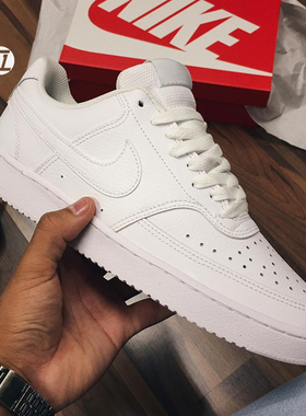 耐克NIKE COURT VISION简版空军一号新款纯白男女皮质板鞋 CD5463