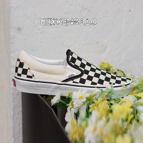 Vanzs Vans Checkerboard Grid Knking Mens and Women Specl на черно -белые классические Lazy Canvas Shoes vn 0eyebww