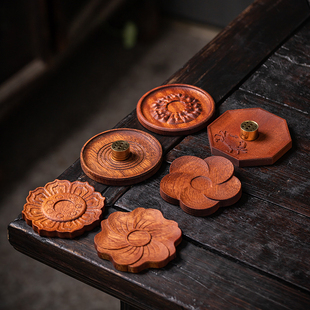 家用实木线香底座线香炉茶道禅意香插檀香沉香香座藏香香托小摆件