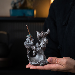 创意迷你姜太公钓鱼茶宠摆件禅意陶瓷人物鱼缸假山盆景茶桌装饰品