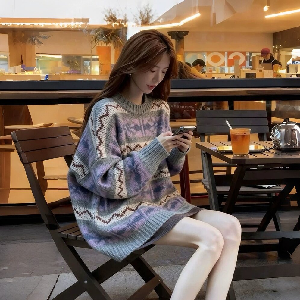 【送运费险】中长款费尔岛毛衣女