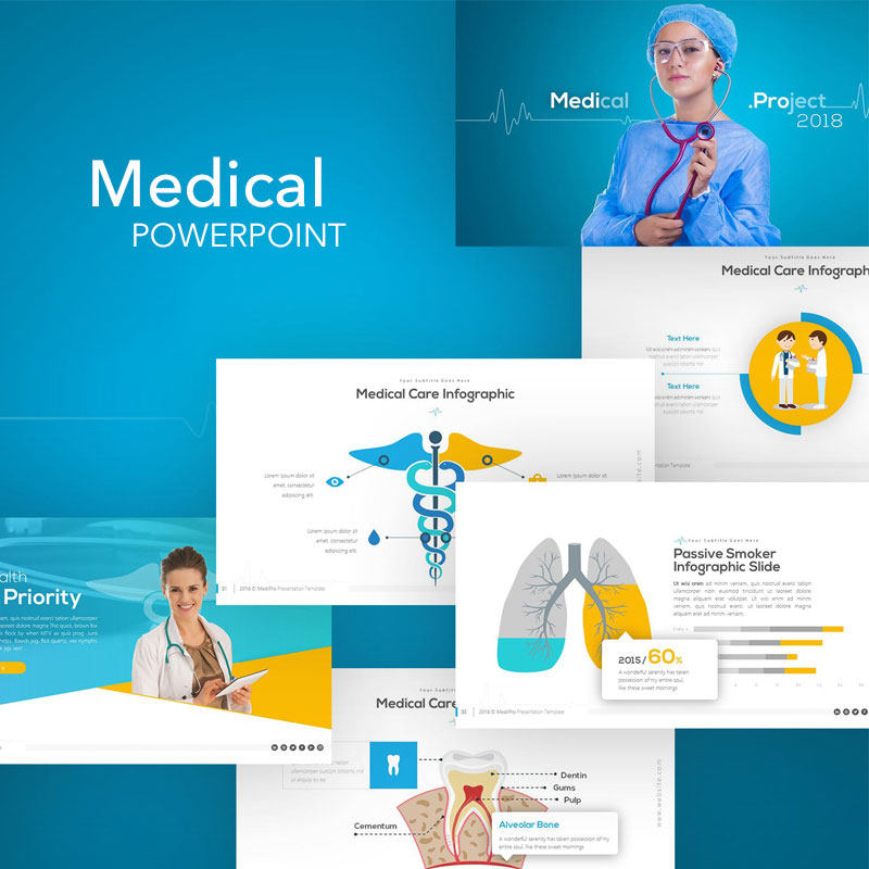 医疗ppt模板创意插图简约图形化ppt素材英文课件欧美风ppt模板图