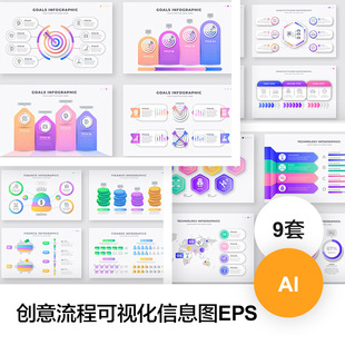 创意图表时间轴流程可视化结构PPT图AI矢量图形JPG大图素材下载