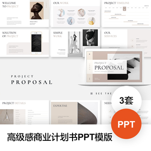 商业计划书项目画册创业融资提案企业极简高级感商务汇报PPT模板