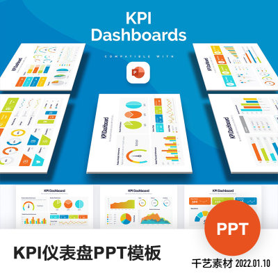 KPI仪表盘信息数据可视化分析面板keynote模版素材PPT模板