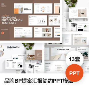 品牌商业BP融资项目提案营销策划简约市场计划书PPT模板