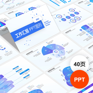 蓝色互联网大厂工作汇报述职报告逻辑数据分析图形PPT模板