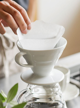 日本进口咖啡滤纸 V60手冲过滤纸V02锥形滤杯无漂白通用带耳