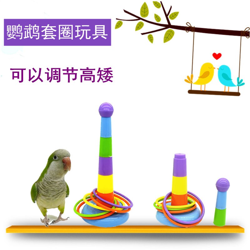 鸟宠创意叠叠乐套圈圈玩具鹦鹉