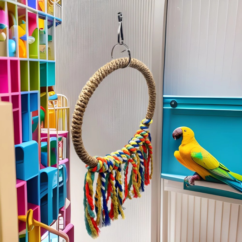 鹦鹉玩具创意秋千剑麻吊环虎皮牡丹玄凤啃咬攀爬吊圈鸟笼配件