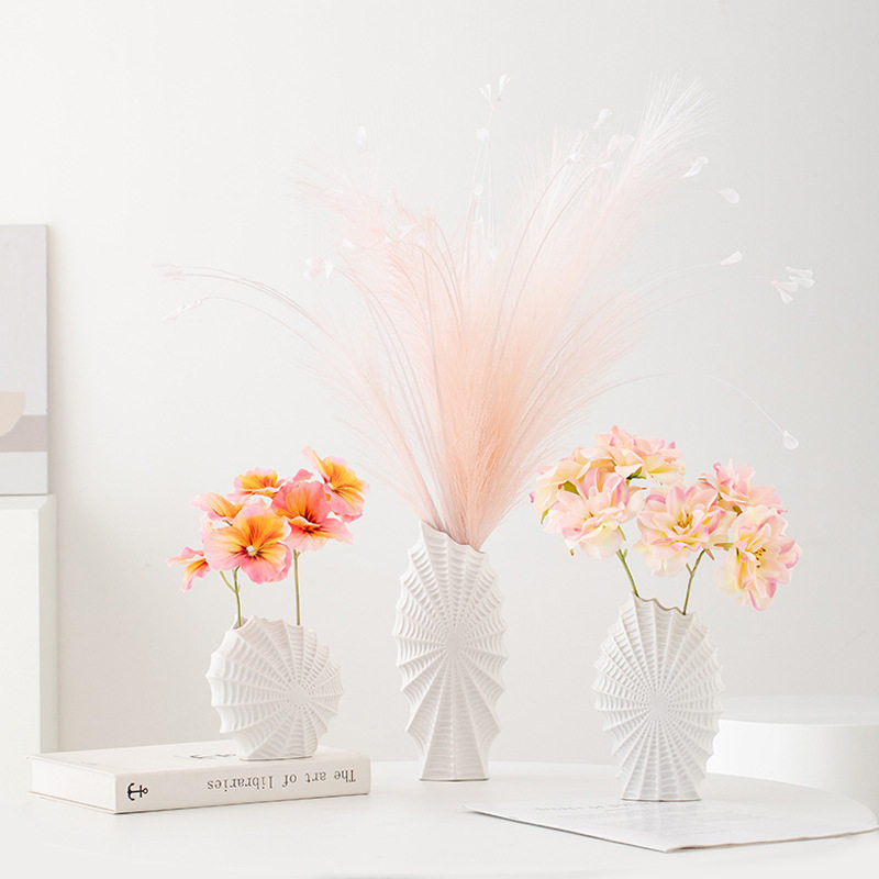 白色陶瓷花瓶客厅轻奢高级感装饰设计感摆件干花水养鲜花插花花器,家居饰品,花瓶,淘宝优惠券,粉丝福利购,淘宝优惠卷