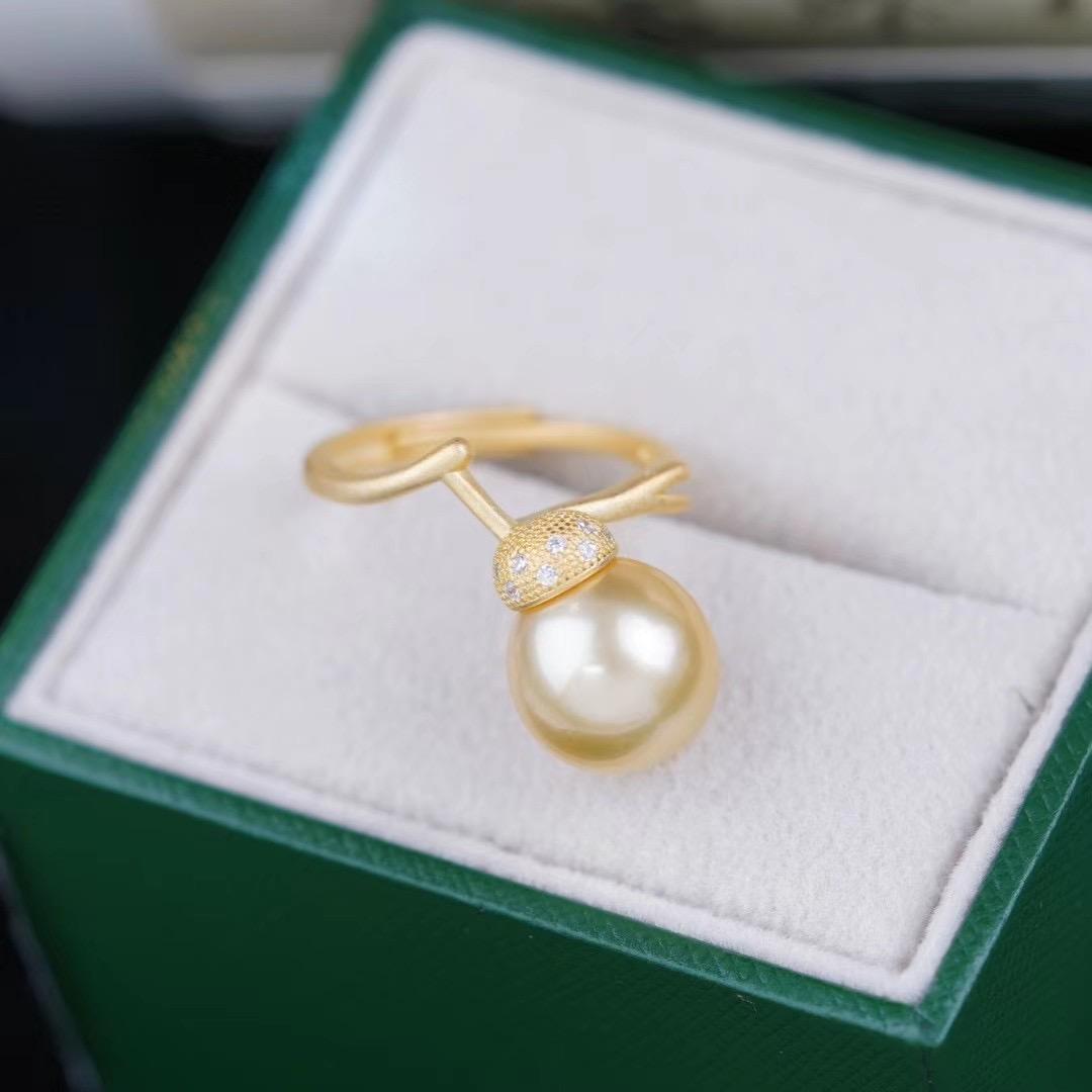 s925纯银戒指环 银饰哑光可调节珍珠戒指托DIY手工制作银配件空托