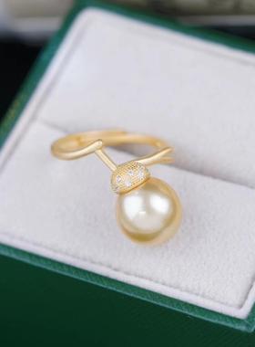 s925纯银戒指环 银饰哑光可调节珍珠戒指托DIY手工制作银配件空托