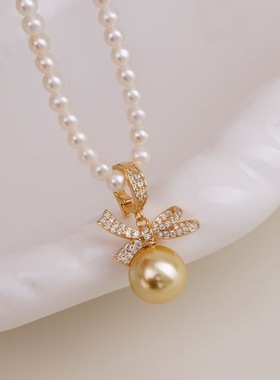 DIY手工制作珍珠项坠多功能开口吊坠银饰 s925纯银蝴蝶结空托配件