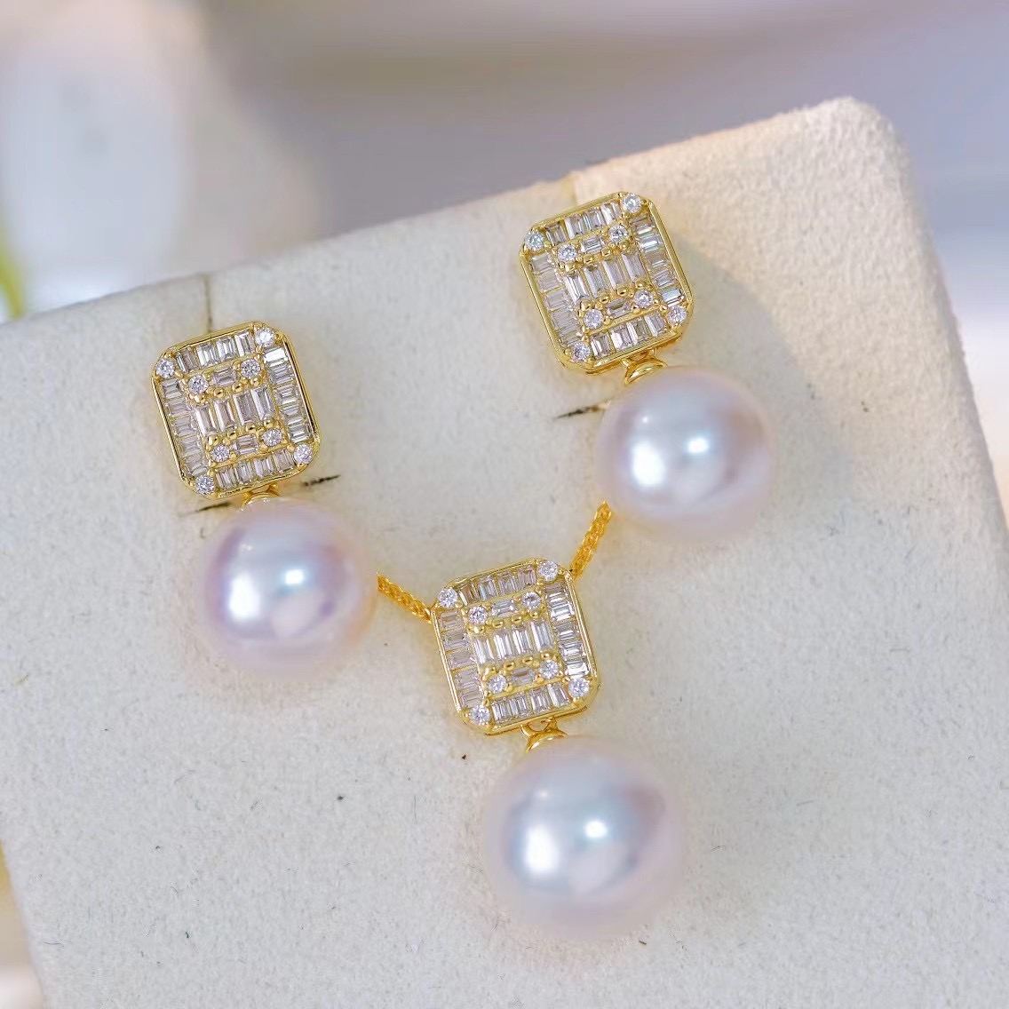 s925纯银耳钉项坠两件套配件 diy手工制作珍珠吊坠不含链配件