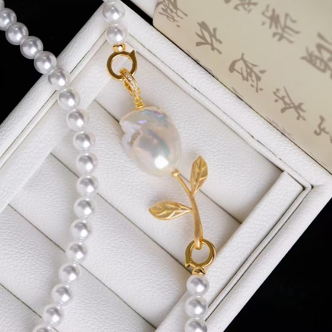 淡水珍珠项链扣子手工DIY
