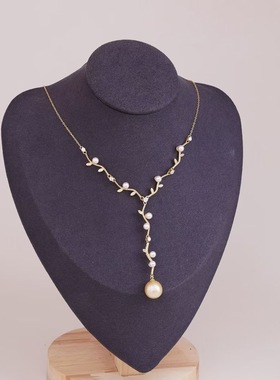 珍珠吊坠配件 s925纯银含项链 多珠配件套链 diy项坠空托手工制作