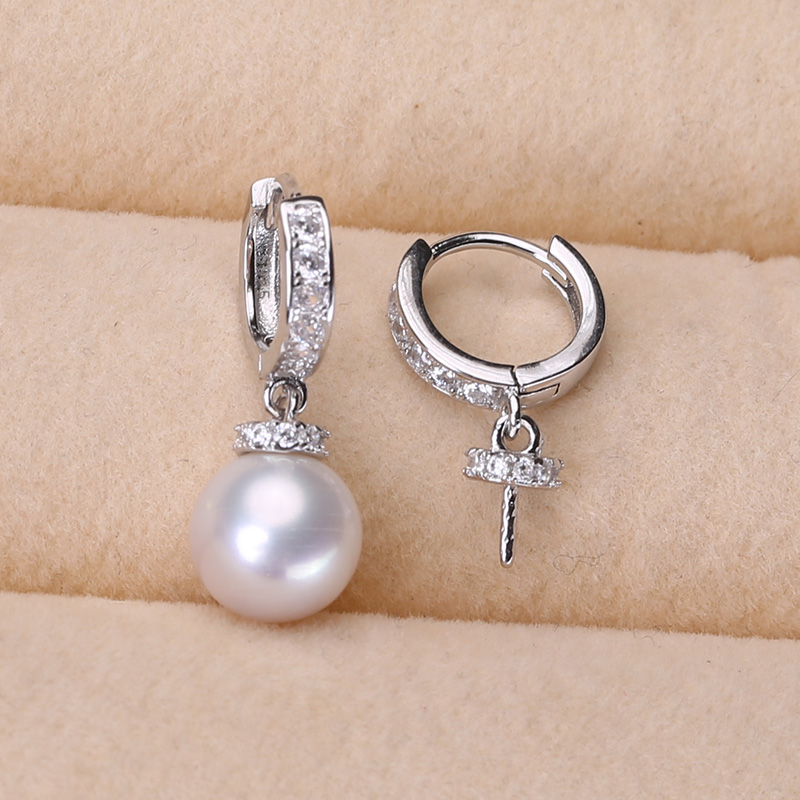 s925纯银银饰耳扣配件 珍珠饰品diy手工制作耳饰一对小耳圈耳钉