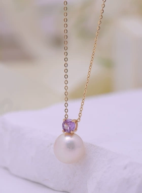 DIY手工制作珍珠项坠吊坠银饰 s925纯银挂坠不含链蓝紫色王妃配件
