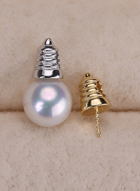 DIY手工制作珍珠项坠不含珍珠单个灯泡吊坠银饰 s925纯银吊坠配件