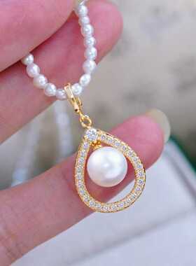 DIY手工制作珍珠项坠不含珍珠多功能开口吊坠银饰 s925纯银配件