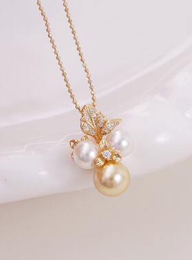 DIY手工制作珍珠项坠多珠吊坠银饰 s925纯银挂坠不含链半成品配件