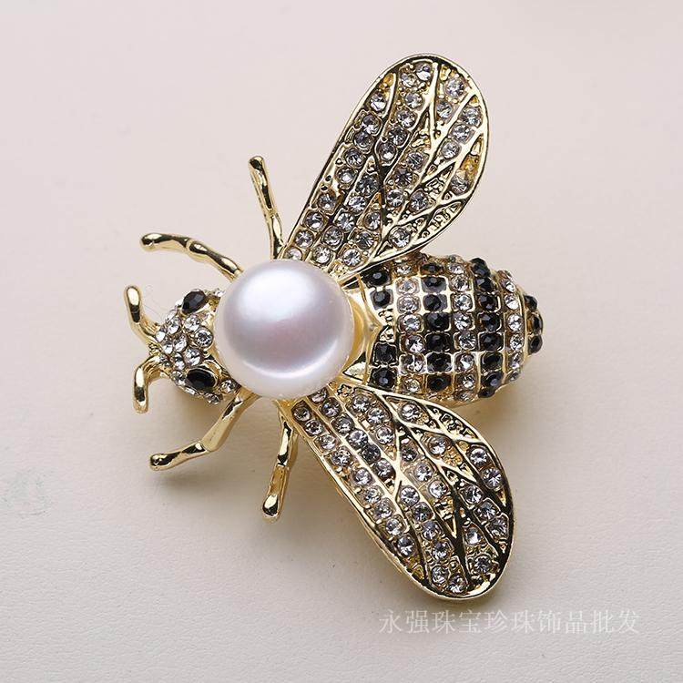 DIY饰品配件 珍珠胸花 胸饰空托 小蜜蜂胸花配件手工制作图片
