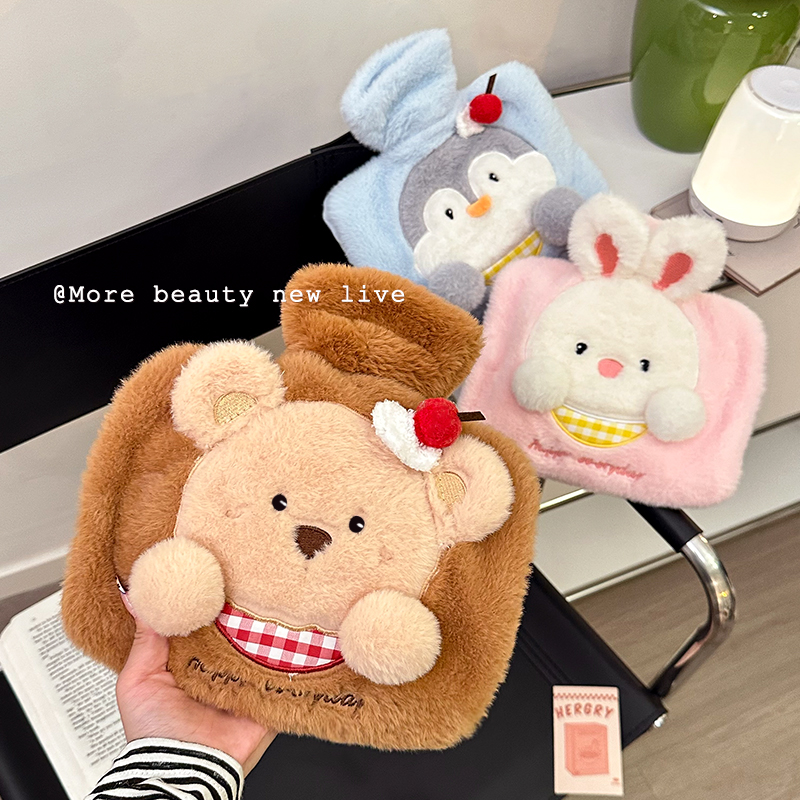 毛绒动物热水袋注水式灌水家用暖手袋学生宿舍冬季保暖暖床神器