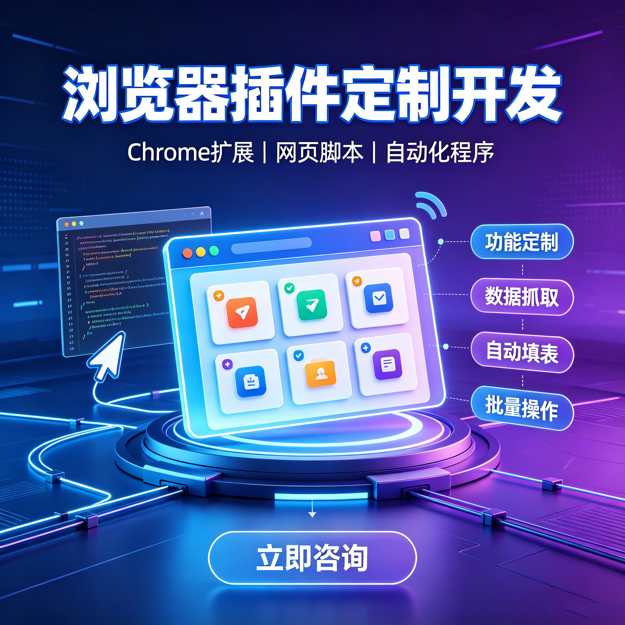 【专业定制】Chrome浏览器插件开发网页脚本编程谷歌扩展程序制作图片