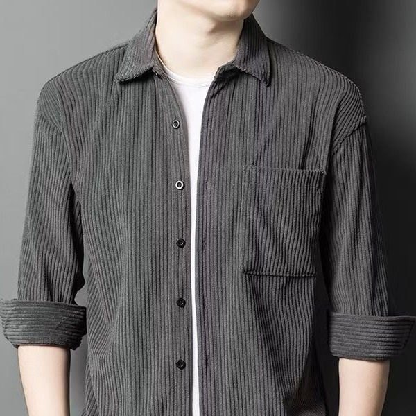 灯芯绒长袖衬衫外套男春秋季薄款2025新款衬衣港风潮牌休闲上衣服,男装,衬衫,淘宝优惠券,粉丝福利购,淘宝优惠卷