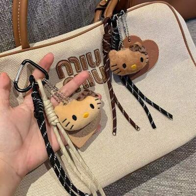 豹纹Kitty猫挂件~手作黑皮KT皮革爱心登山绳miu风包包挂饰钥匙扣