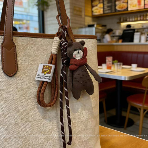 MIU系韩国布艺小熊玩偶ins手工包包挂件卡通车挂饰钥匙扣可爱情侣