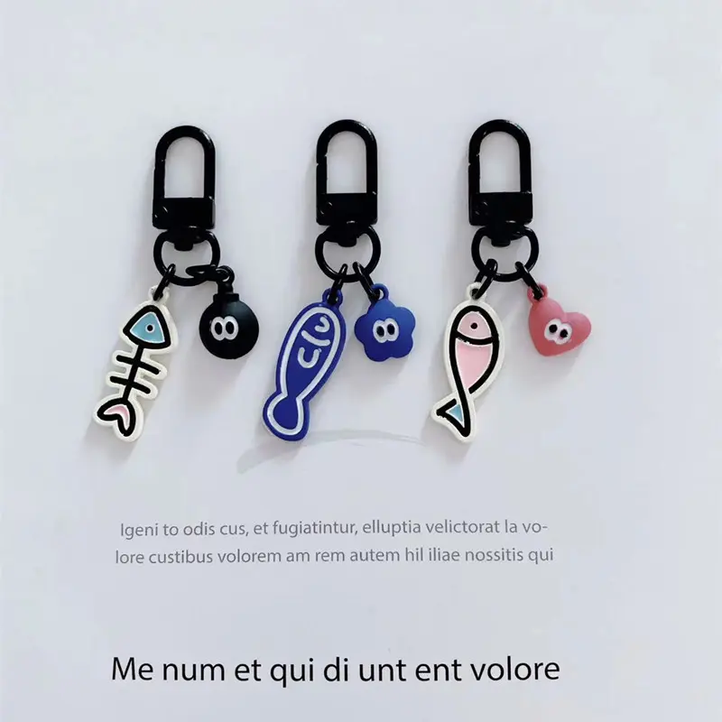 原创创意小鱼钥匙扣女可爱情侣钥匙链挂件diy个性书包挂饰小礼物