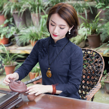 唐装中国风半身旗袍上衣复古盘扣禅意棉麻茶服禅修服中式民国女装
