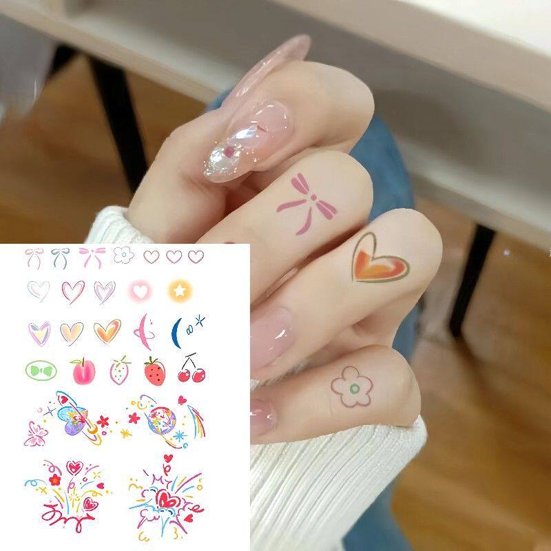 彩色蝴蝶小图手指纹身贴防水高级感ins贴纸高颜值可爱贴纸