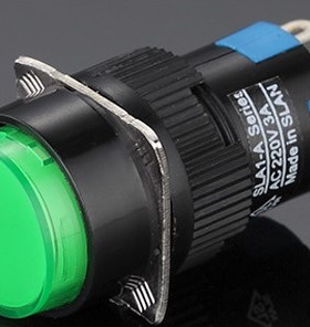 三利圆形SLA1-A点动按钮开关无灯无锁自复位开孔16MM大红绿色 3脚