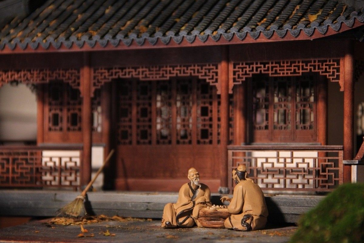 中国风人物微小型陶瓷摆件古代人物下棋华佗陆羽抚琴盆景配件装饰