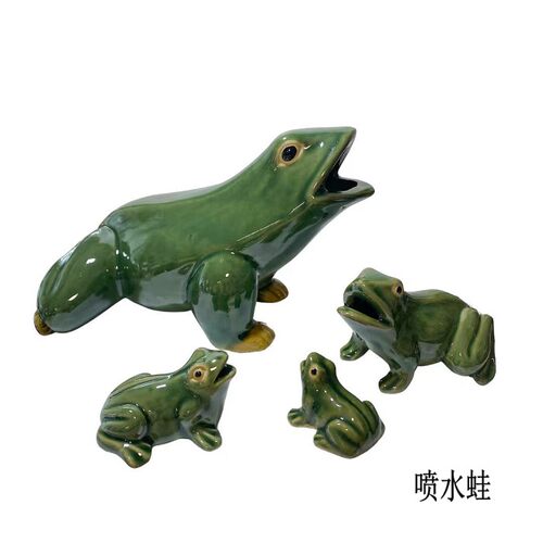 开口青蛙陶瓷摆件假山盆景鱼缸